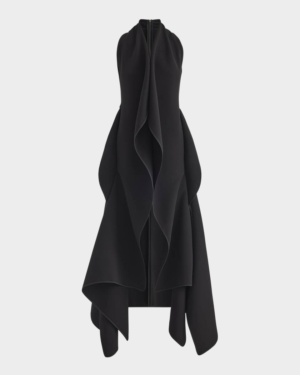 Varsity Sleeveless Draped Midi Dress
